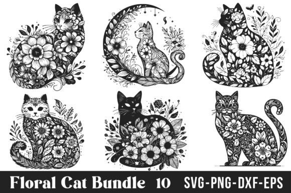 Download Floral Cat SVG Bundle - Cat svg Collection