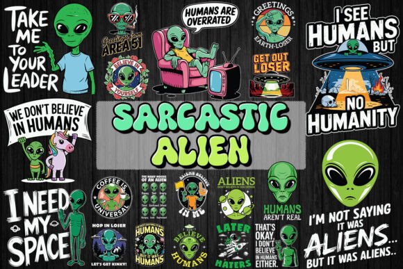 Download Sarcasm Alien SVG Bundle - Alien svg Collection