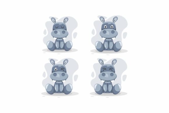 Download Cute Hippo Illustration Logo Design - Logo Collection