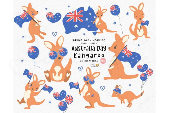 Download Australia Day Baby Kangaroo Clipart Set - Kangaroo Collection