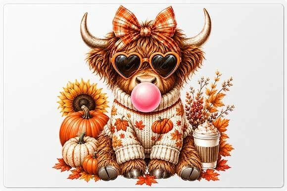 Download Cute Fall Highland Cow PNG - Premium Bundle