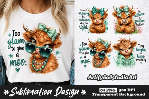 Download Too Glam to Give a Moo Highland Cow PNG - Cow png Collection