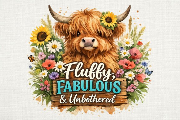 Download Fluffy Fabulous Highland Cow PNG Design - Cow png Collection